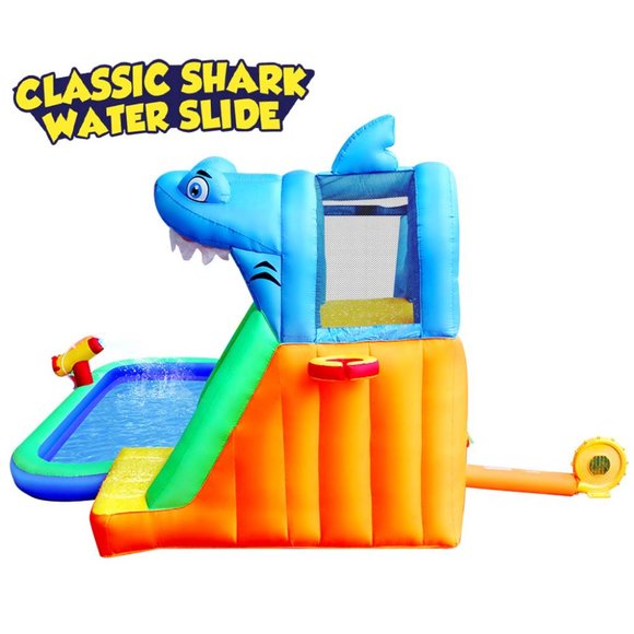 Inflatable Kids Pool Water Shark Slide for Toddler, Bouncy Jumper with Blower - Picture 5 of 7